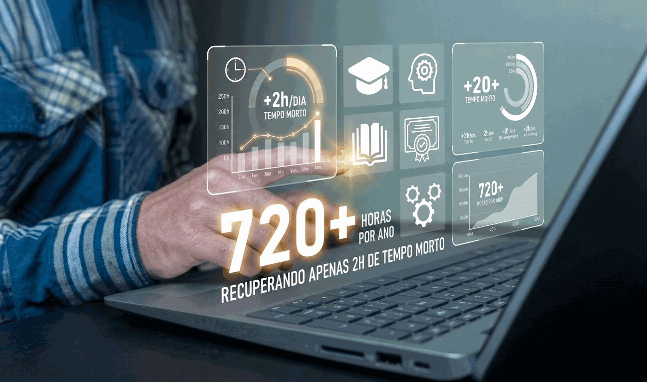 Mais de 720 horas por ano ao recuperar 2 horas diárias de tempo morto.